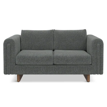 Front. Simpli Home - Jones 61 inch Wide Contemporary Loveseat Sofa in Dark Grey Tightly Woven Performance Fabric - Dark Grey.