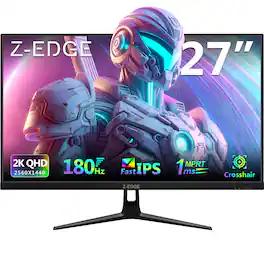 Z-Edge - UG27QF 27" 2K QHD 2560 x 1440 180Hz 1ms IPS Flat Panel Gaming Monitor, FreeSync Compatible, HDMI x 2, DP x 2 - Black