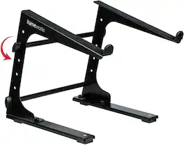 Gator Frameworks - Space-Saving Collapsible Desktop Laptop Stand and DJ Controller Riser with Integrated Cable Management - Black