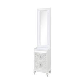 Loheer - Modern Nightstand With Mirror Top and Vertical LED Lighting - White