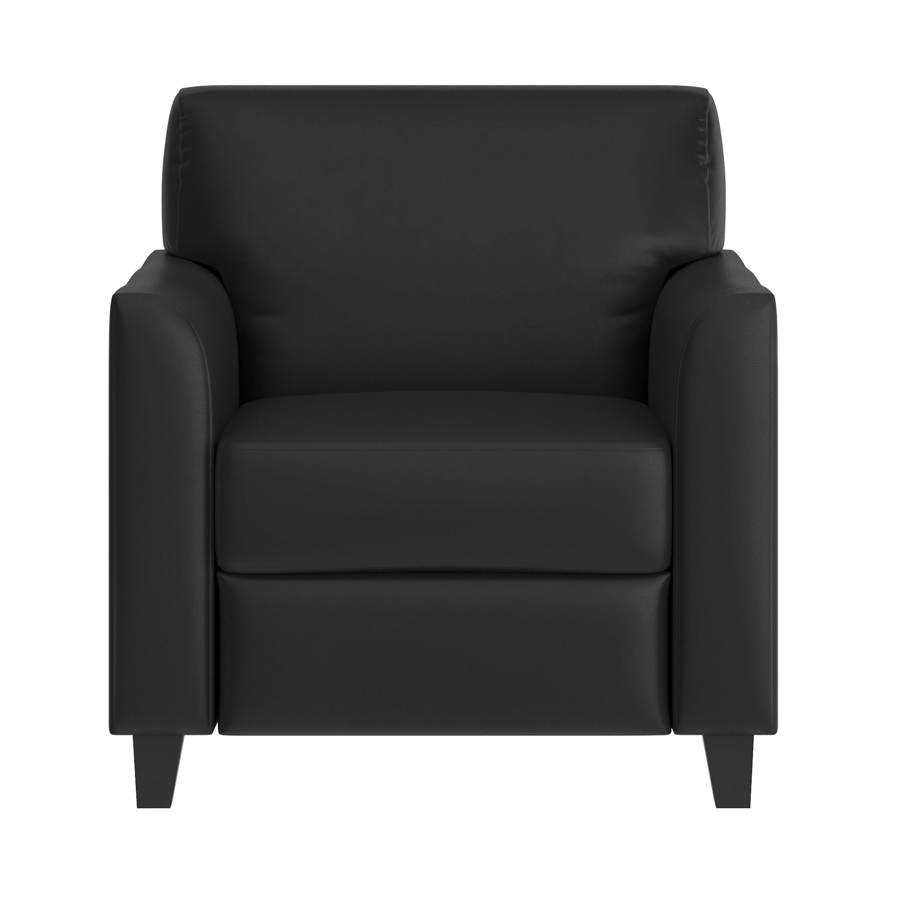 Alt View 7. Emma + Oliver - Faux Leather Chair with Clean Line Stitched Frame - Black.