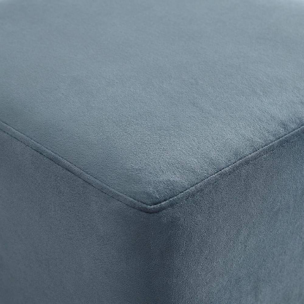 Alt View 1. Outdoor Escape - Square Upholstered Ottoman In Performance Velvet With Modern Design - Blue.