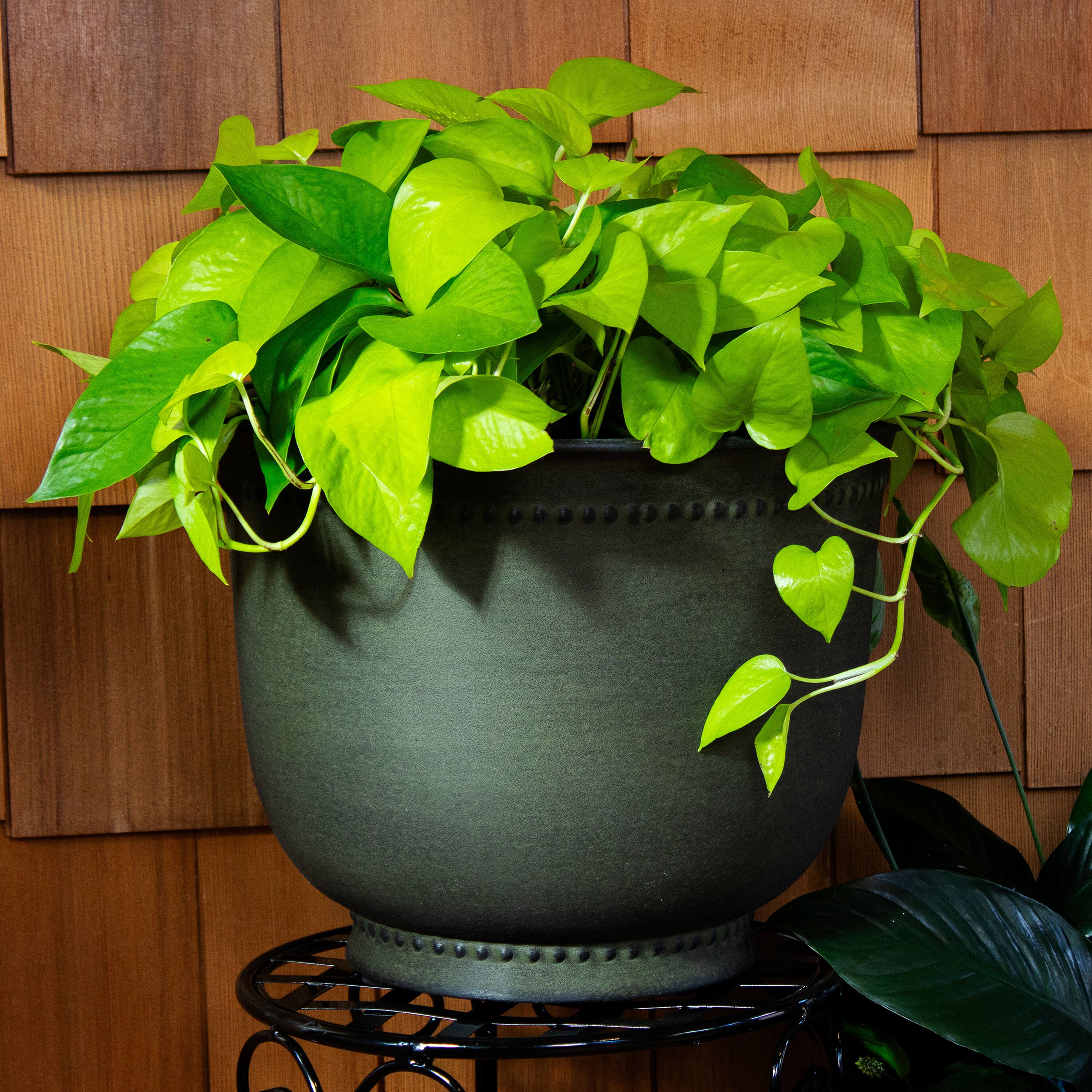 Alt View 1. Sunnydaze - Michael Metal Planter - 14.5 in - Set of 4 - Matte Sage.