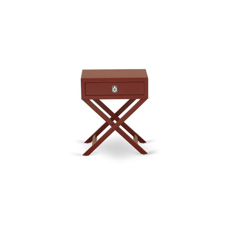 Left. East West Furniture - Night Stand Burgundy - Brown.
