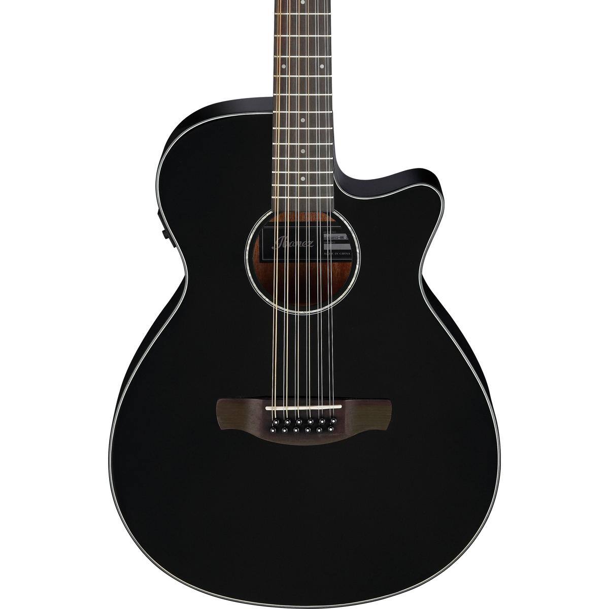 Alt View 2. Ibanez - Ibanez AEG5012 AEG Series Single-Cutaway 12-String Acoustic Electric Guitar, Black.