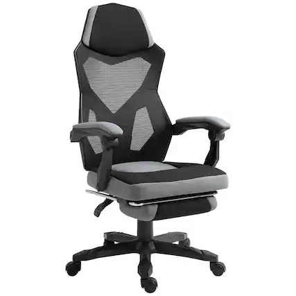 Front. Vinsetto - Ergonomic High Back Office Chair with Footrest, Lumbar Support - Grey.