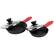 Alt View 3. MegaChef - MegaChef 13 Piece Cast Iron Skillet Set with Tempered Glass Lids and Silicone Holders - Black and Red.