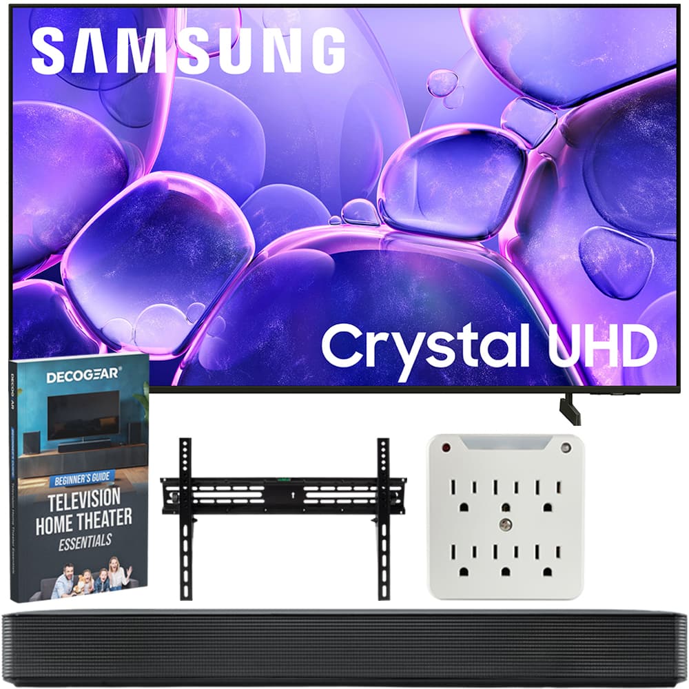 Samsung - 50" U8000F Crystal UHD 4K Smart TV (2025) Bundle w/ LG SKM1 2.0 Channel Compact BT Soundbar + Wall Mount Kit