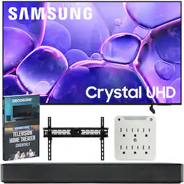 Samsung - 50" U8000F Crystal UHD 4K Smart TV (2025) Bundle w/ LG SKM1 2.0 Channel Compact BT Soundbar + Wall Mount Kit