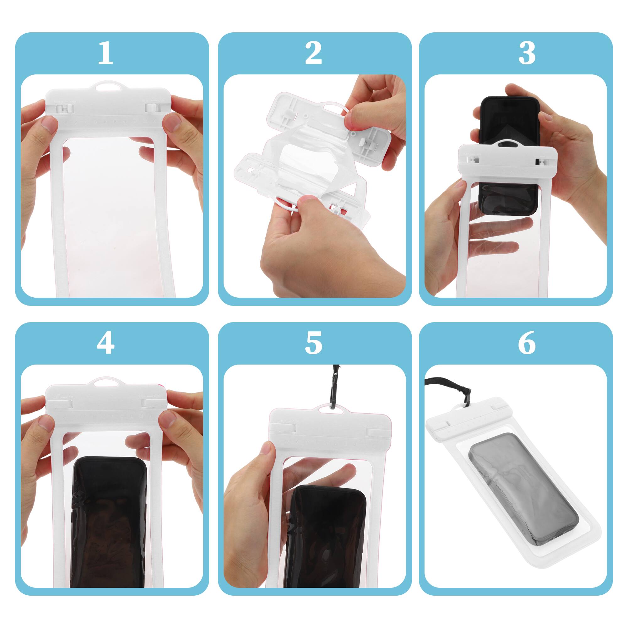 Alt View 4. Unique Bargains - 2pcs Wide Side Mobile Waterproof Bag Universal Waterproof Case Compatible for Phone 4.92"x9.65" - White.