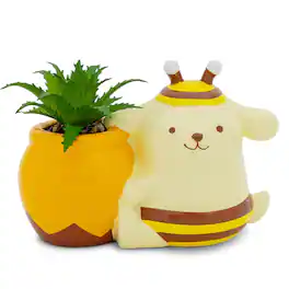 Silver Buffalo - Sanrio Pompompurin Honey Pot Ceramic Mini Planter With Artificial Succulent - Yellow
