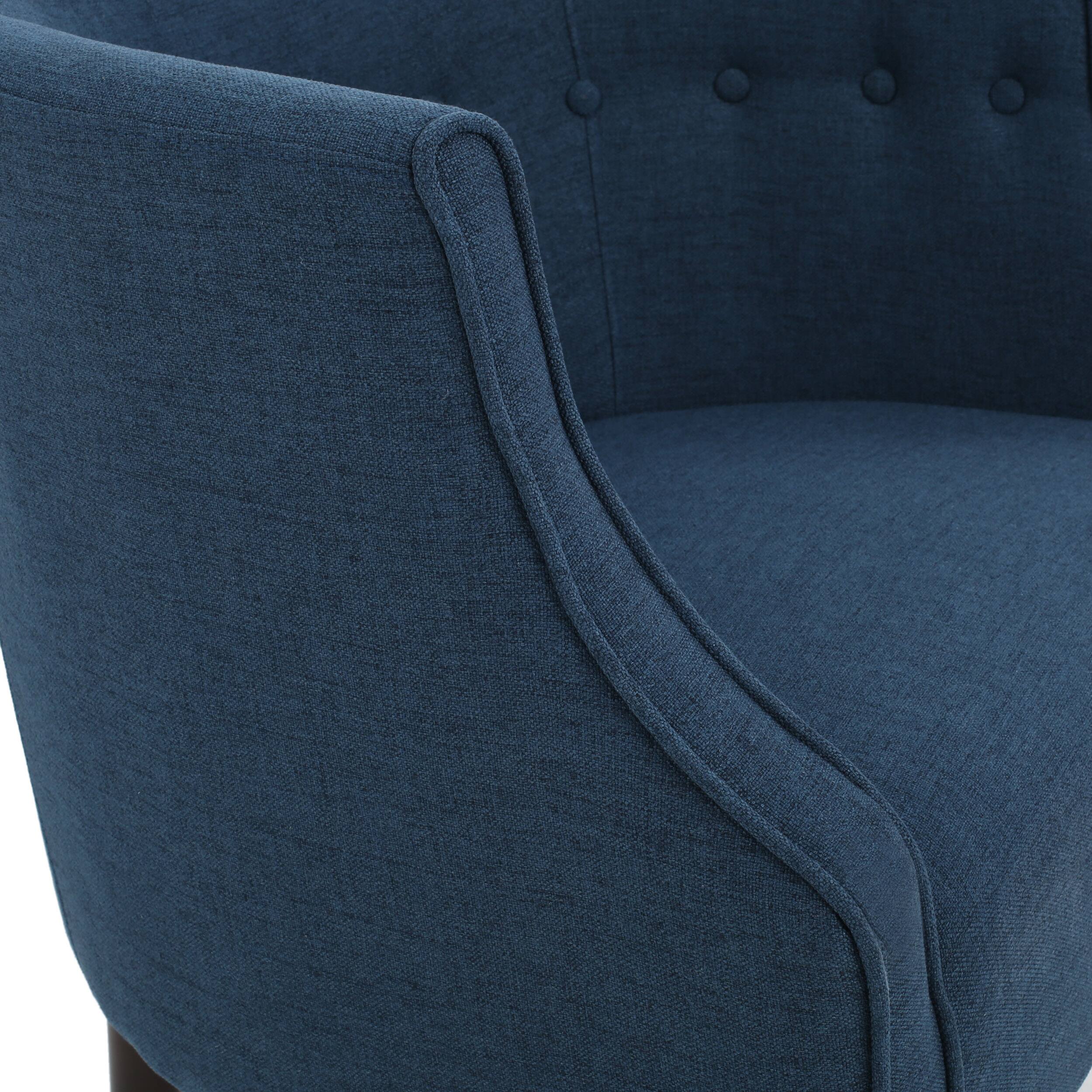 Alt View 10. APRILSOUL - Contemporary Upholstered Club Chair with Button Tufting in Navy Blue Fabric and Birch Wood Legs - Navy.