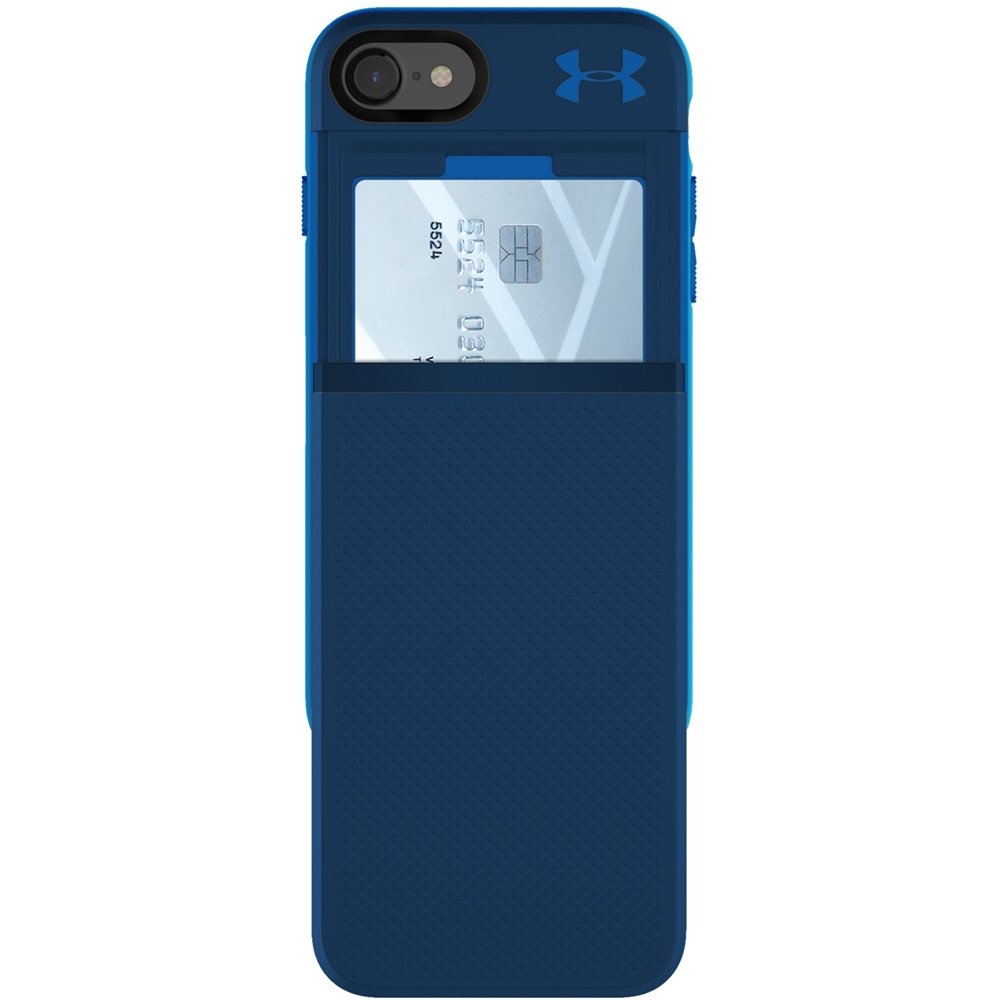 ua protect stash case for apple iphone 7 and 8 - midnight navy/mediterranean