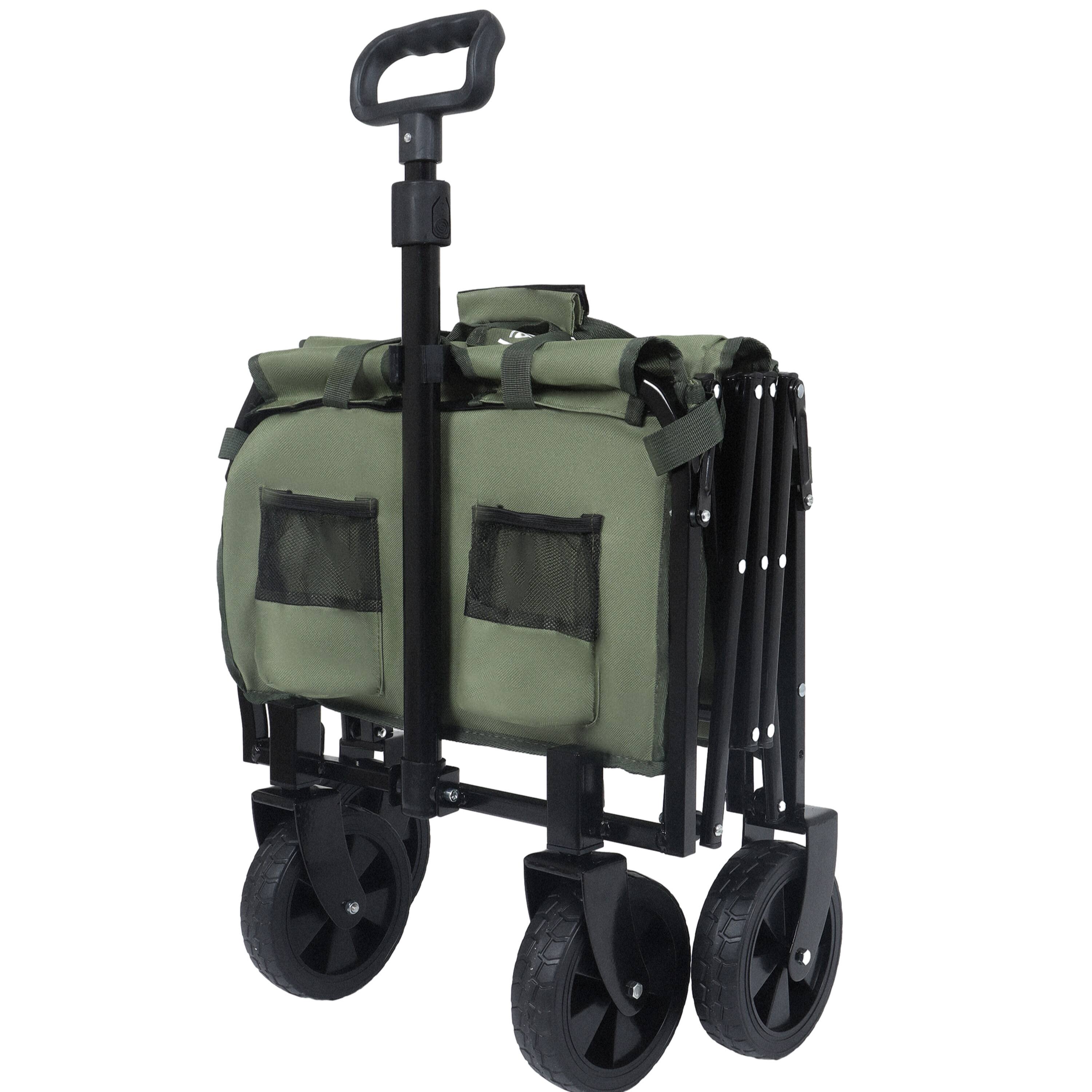 Alt View 1. Mondawe - Expandable Dual-Layer Wagon Utility Carts w/ 225LBS Capacity, 360° All-Terrain Wheels - Dark Green.