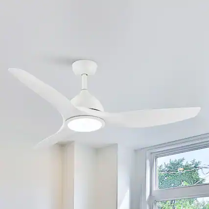 Front. Vaczon - 52" Modern White Integrated LED Propeller Ceiling Fan with Remote - White.