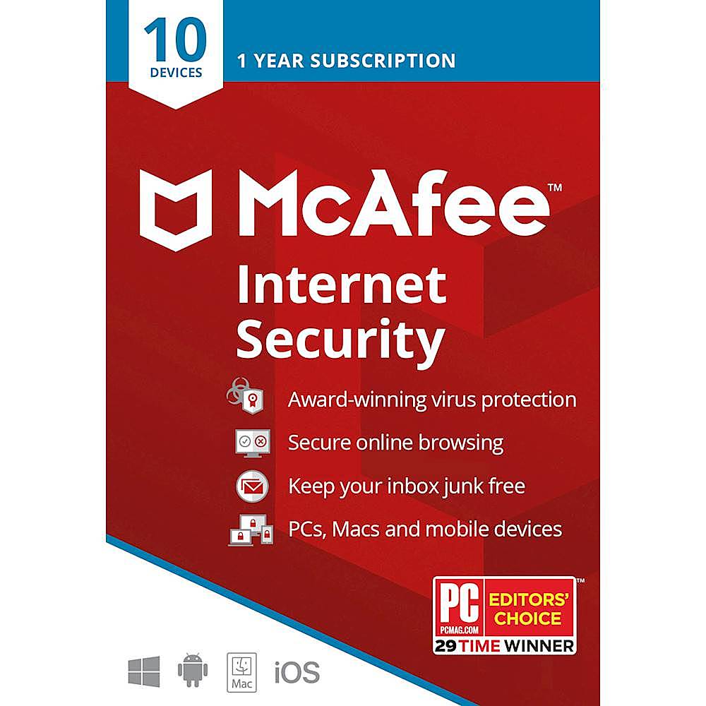 McAfee Internet Security Plus (10 Devices) (1-Year Subscription) - Android, Mac, Windows, iOS