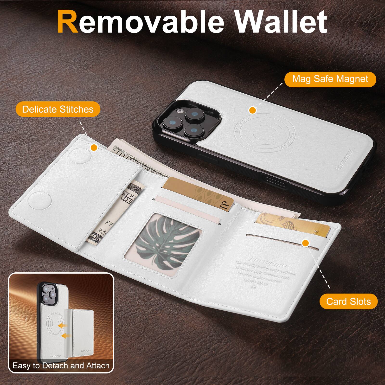 Removable Wallet

- Delicate Stitches
- Mag Safe Magnet
- Card Slots
- Easy to Detach and Attach

Selected style Cellphone breathability quality

HAND-MADE

6 Card Slots