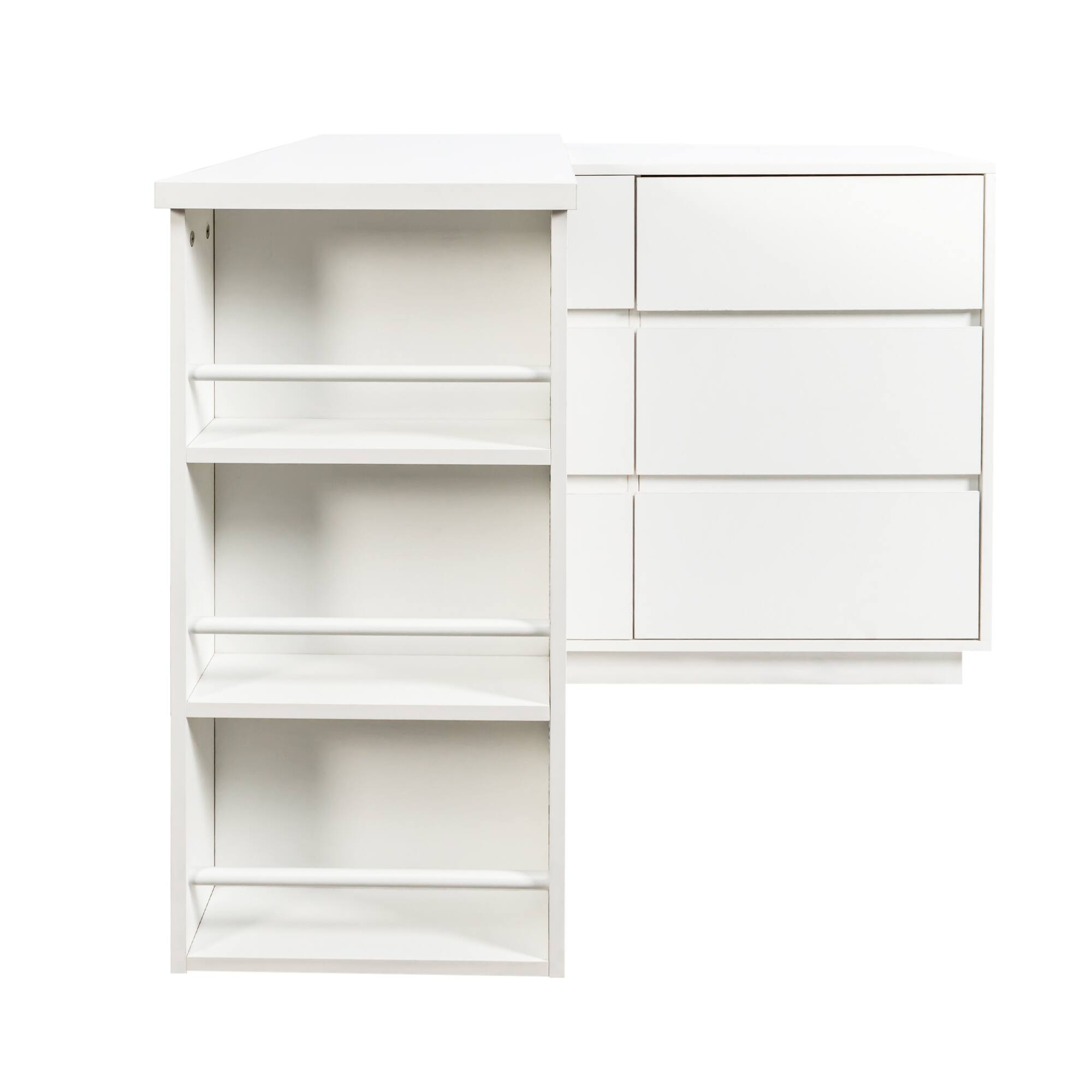 Alt View 6. Tiramisubest - L Shaped Computer Desk with Drawers,Modern Corner Home Office Desk with Reversible Storage Cabinet - White.