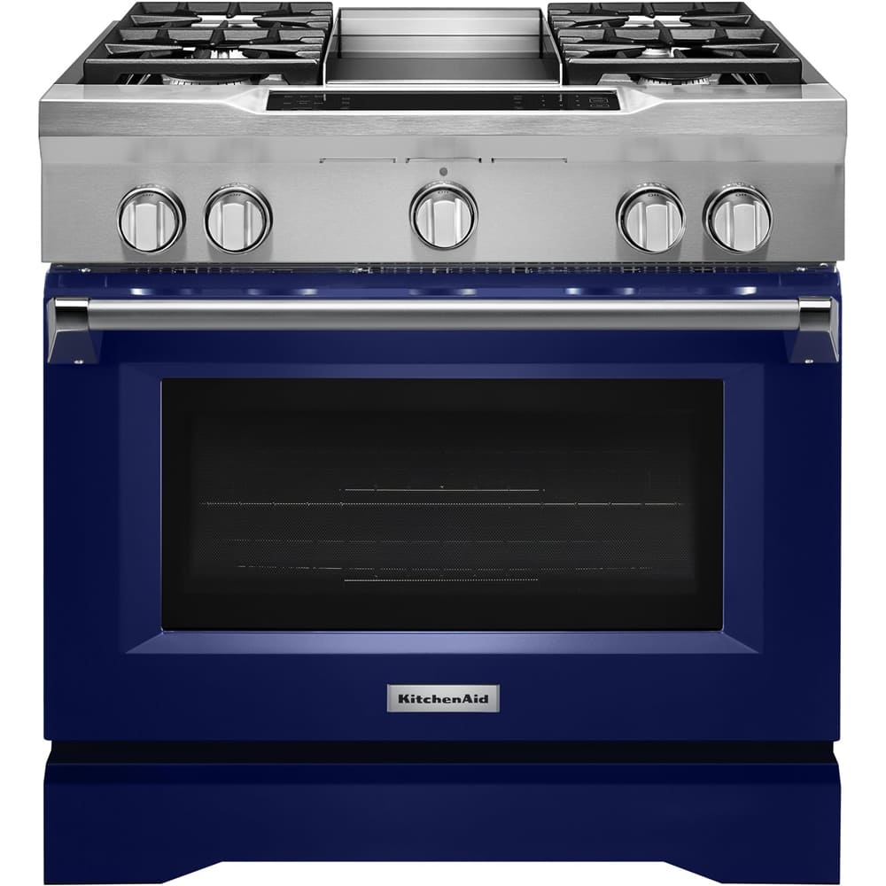 Front. KitchenAid - 5.1 Cu. Ft. Self-Cleaning Freestanding Dual Fuel Convection Range.
