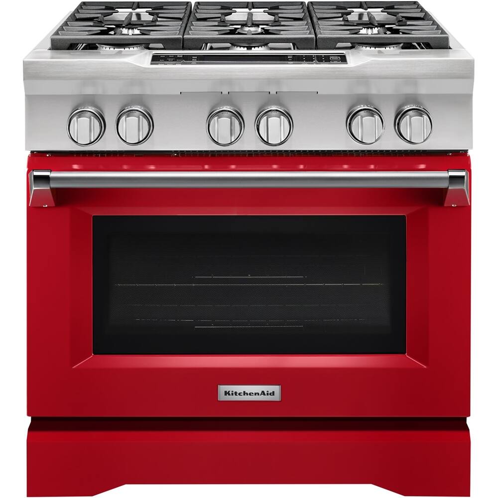 Front. KitchenAid - 5.1 Cu. Ft. Self-Cleaning Freestanding Dual Fuel Convection Range.