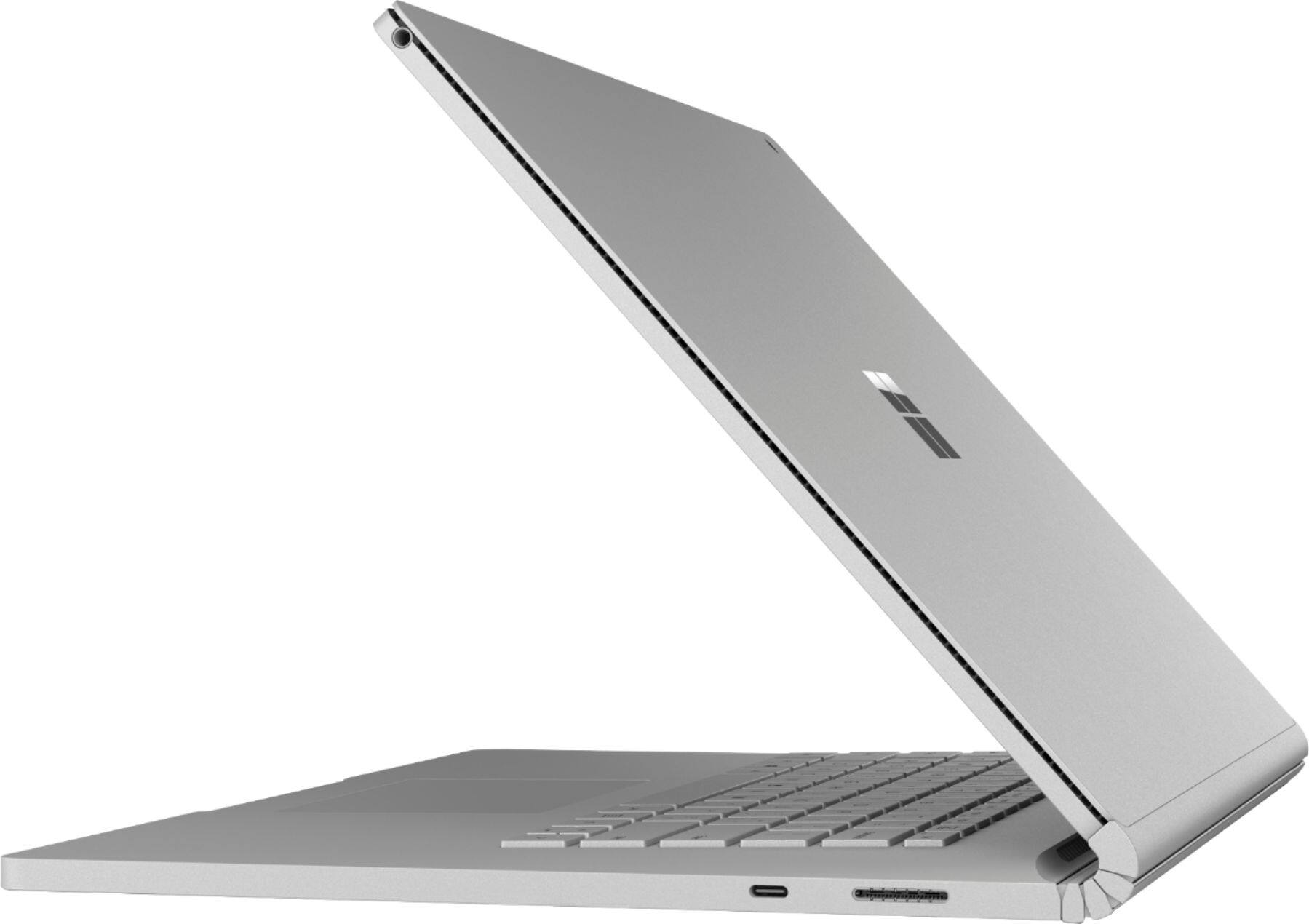 Left. Microsoft - Surface Book 2 - 15" Touch-Screen PixelSense™ - 2-in-1 Laptop - Intel Core i7 - 16GB Memory - 256GB SSD - Silver.