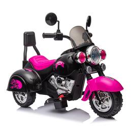 BreeBe - 6V Kids 3-Wheel Ride-On Motorcycle Toy, Electric Chopper with LED Headlights, Battery-Powered for Boys & Girls - Pink