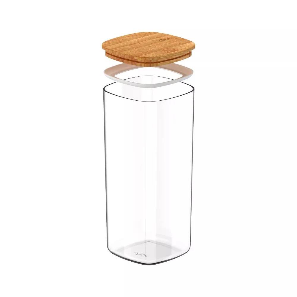 Alt View 2. OU - OU Airtight Food Storage Container 6.3cup, Plastic Stackable Kitchen Pantry Organizer w Bamboo Lid - Clear.