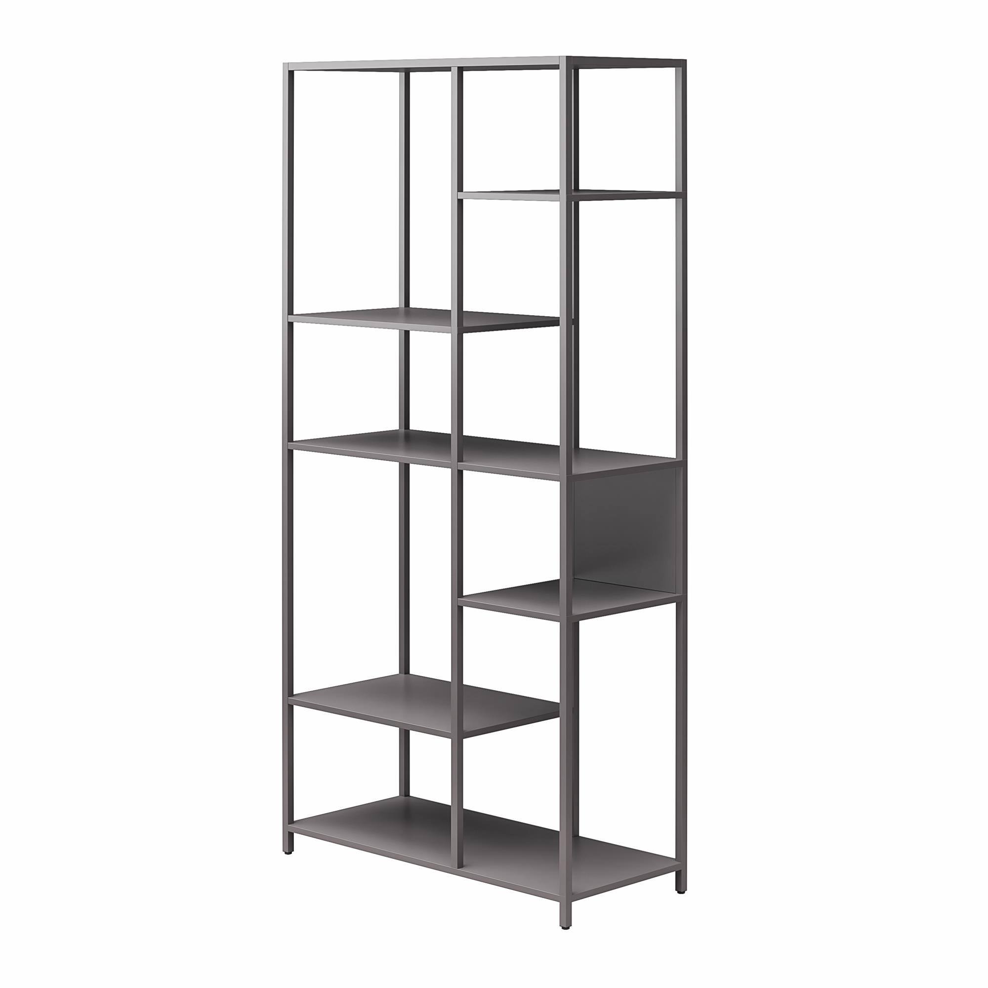Alt View 2. Aukfa - Metal Bookcase Room Divider - 6 Varied Shelves, Powder-Coated Metal, 31.5"W x 72.8"H, Minimal Assembly Required - Gray.