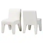 Front. Baxton Studio - Helios Boucle Dining Chair Set of 2 – Modern Armless Upholstered Accent Chair, Soft White - Cream.
