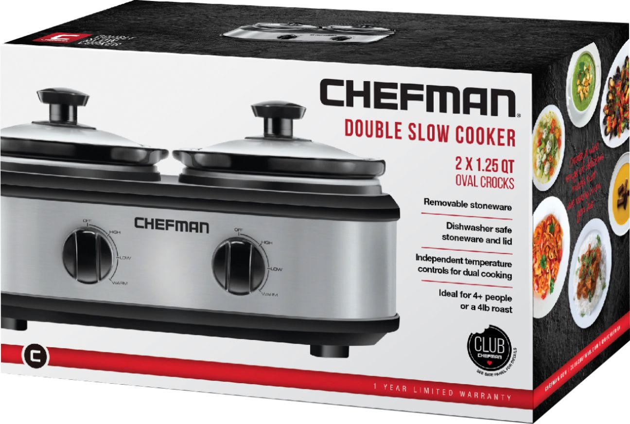  Chefman Slow Cooker, Compact Personal Size for 2+ People, Fits  2 lb Roast, Removable Crock, Dishwasher Safe Stoneware & Lid, 1.5 Quart,  Black: Home & Kitchen