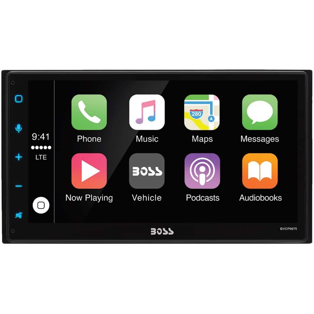Front. BOSS Audio - 6.75" - Apple CarPlay - Built-in Bluetooth - In-Dash Digital Media Receiver - Black.