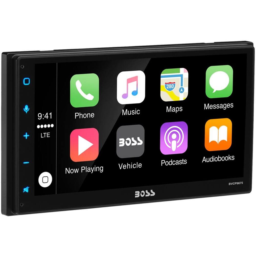 Left. BOSS Audio - 6.75" - Apple CarPlay - Built-in Bluetooth - In-Dash Digital Media Receiver - Black.