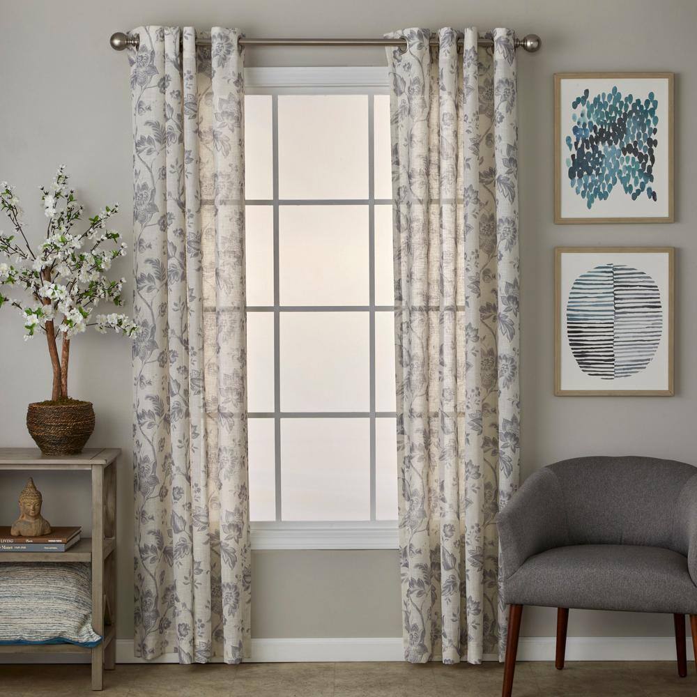 Left. SKL Home - SKL Home By Saturday Knight Ltd Jackie Window Curtain Panel - 52" x 63" Gray - Gray.