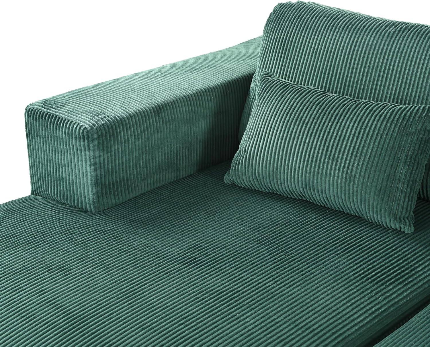 Alt View 3. Trinkets Crazed - 86.6" Oversized Double Lounge Chaise, Boneless Lounge Sofa Bed with Pillows - green.