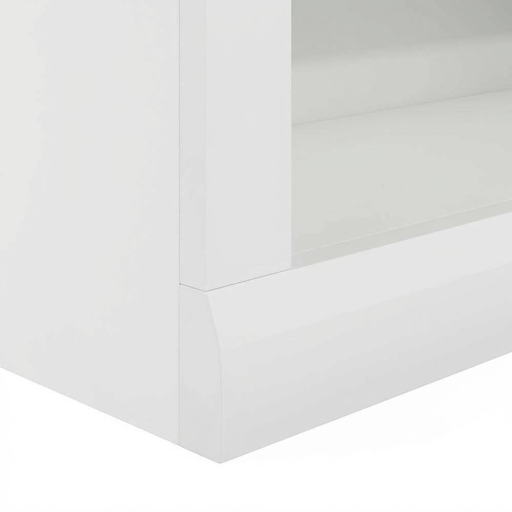 Alt View 2. FurniFact - Wooden White Bookcase with Spacious Shelves for Living Room Storage - White.