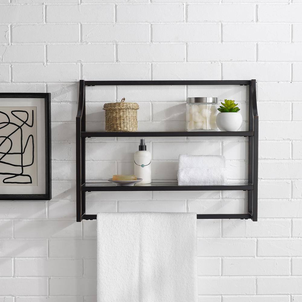Alt View 3. Crosley Furniture - Aimee Bathroom Shelf - Oil Rubbed Bronze.
