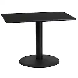 Flash Furniture - Stiles 24'' x 42'' Rectangular Laminate Table Top with 24'' Round Table Height Base - Black