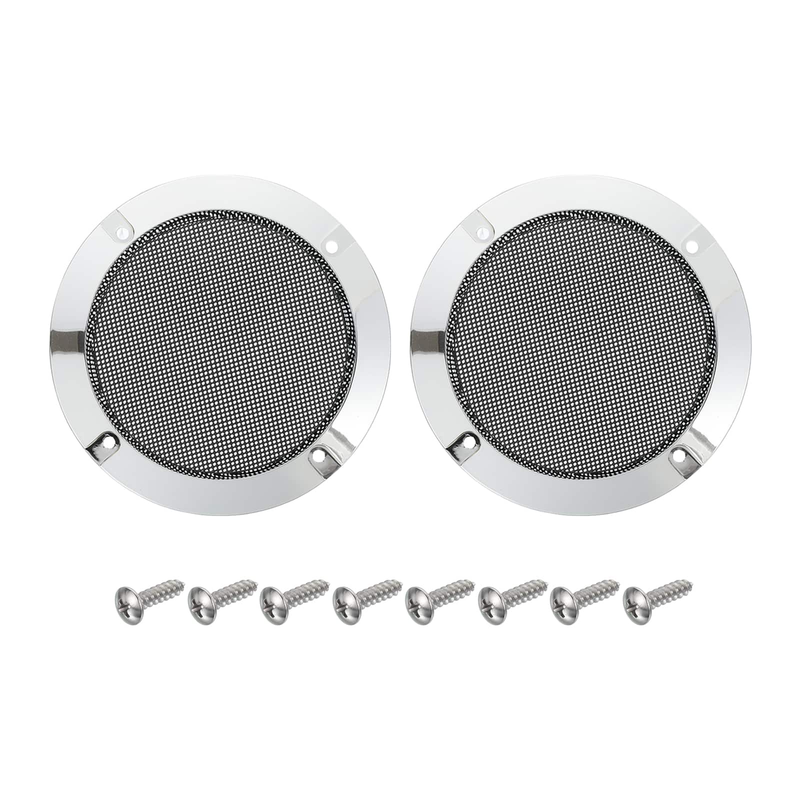 Unique Bargains - 2pcs 4″ Metal Speaker Grill Mesh with Silver ABS Frame for Home/Car Audio Replacement - Black