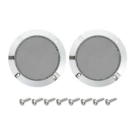 Unique Bargains - 2pcs 4″ Metal Speaker Grill Mesh with Silver ABS Frame for Home/Car Audio Replacement - Black