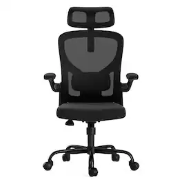 Spaco - Executive Office Ergonomic Chair with High Back, Adjustable Lumbar Support, Headrest, Armrests, for Home Office - Black