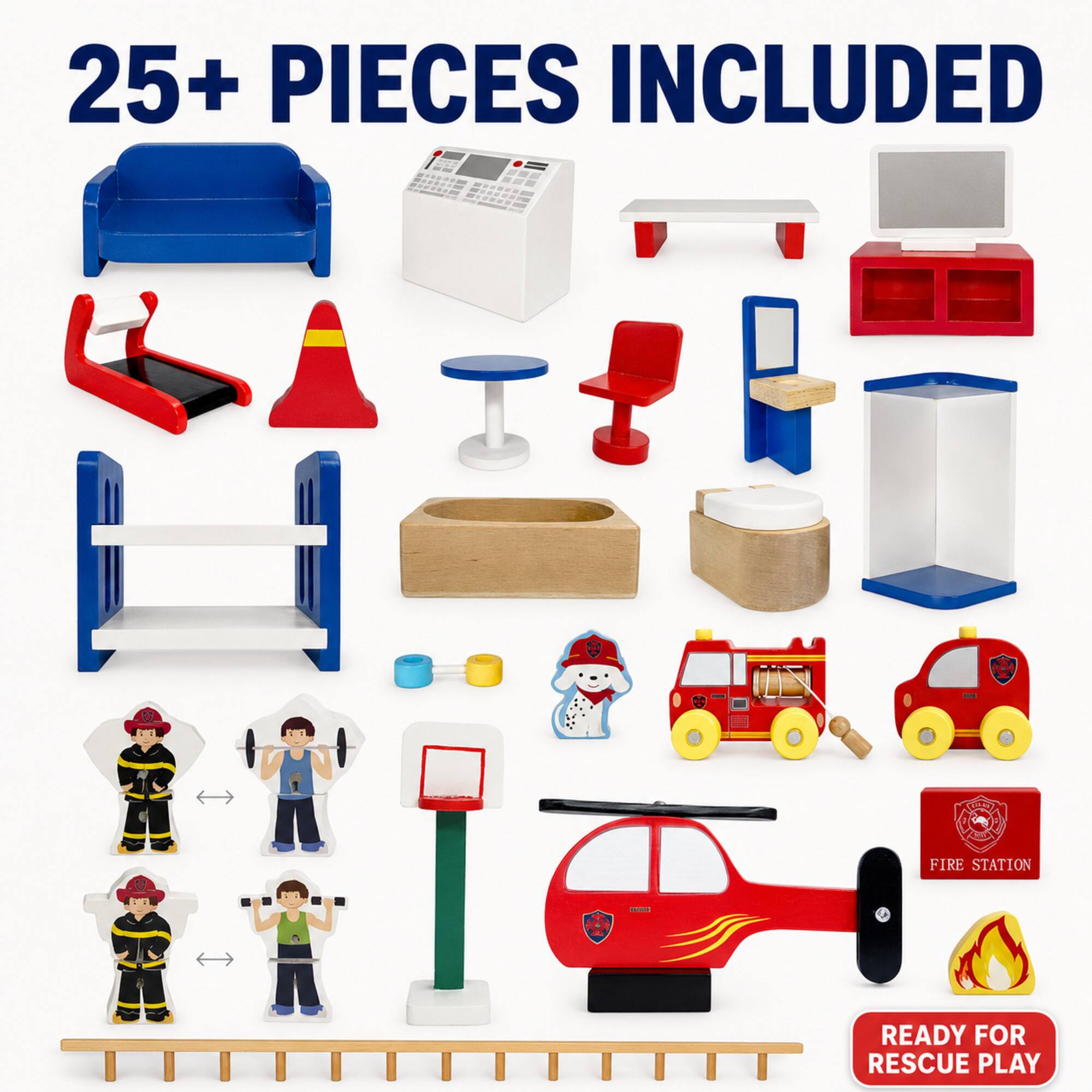 25+ PIECES INCLUDED  
EXTRA  
FIRE STATION  
READY FOR RESCUE PLAY