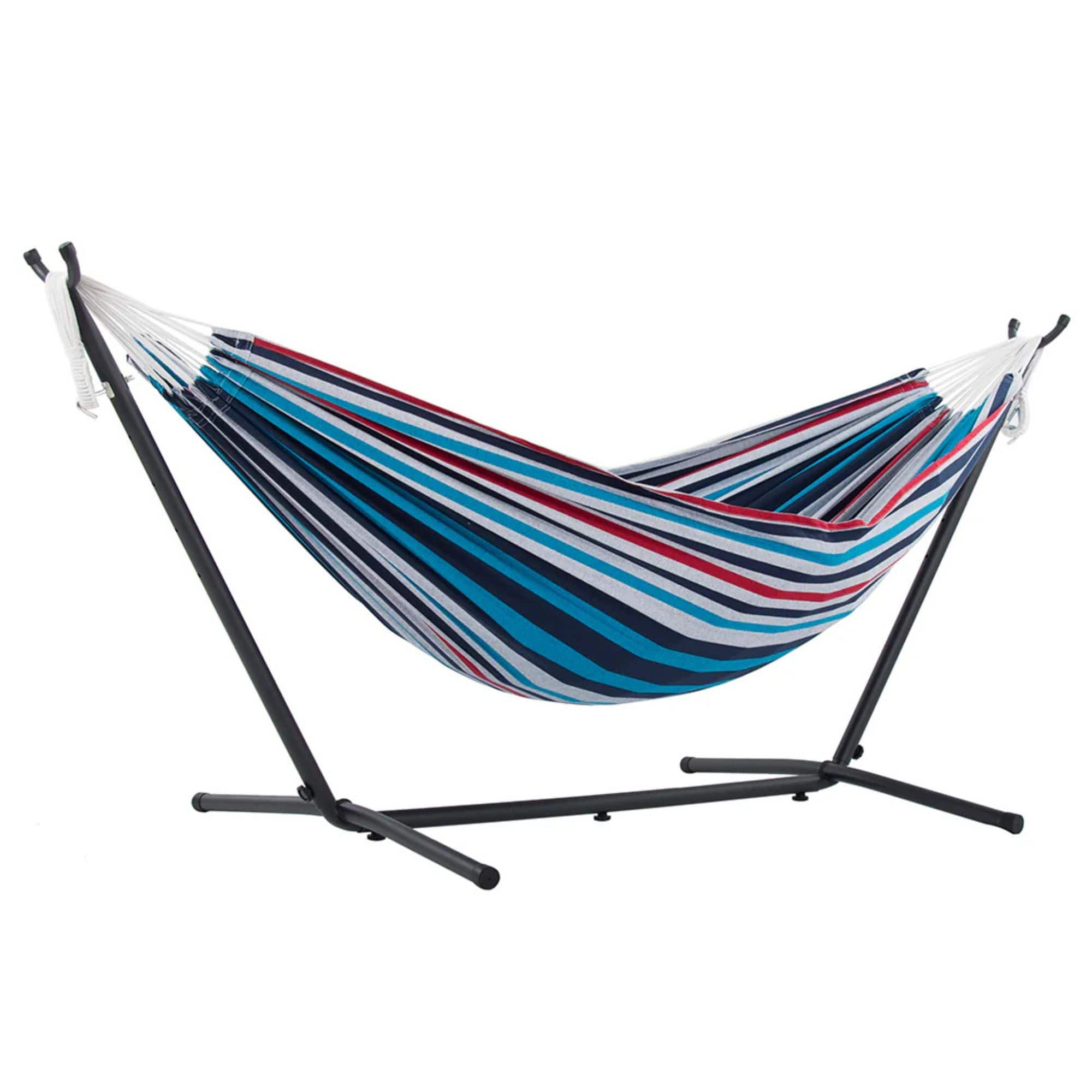 Vivere - Double Cotton Hammock, Comfortable Daybed with Steel Stand, 9' - Denim