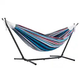 Vivere - Double Cotton Hammock, Comfortable Daybed with Steel Stand, 9' - Denim