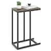 Front. Costway - C-shaped Side Table Industrial Sofa Table with Heavy-duty Metal Frame - Gray.