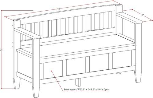 Alt View 15. Simpli Home - Brooklyn Solid Wood 48 inch Wide Contemporary Entryway Storage Bench - Coffee Brown.