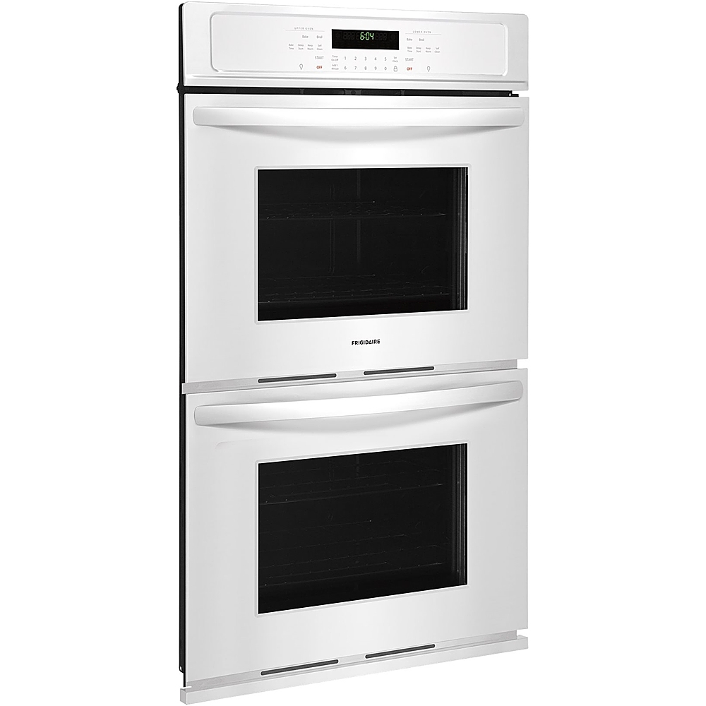 Left View: GE Profile - 30" Smart Built-In Double Electric Convection Wall Oven with Air Fry & In-Oven Camera - Black stainless steel