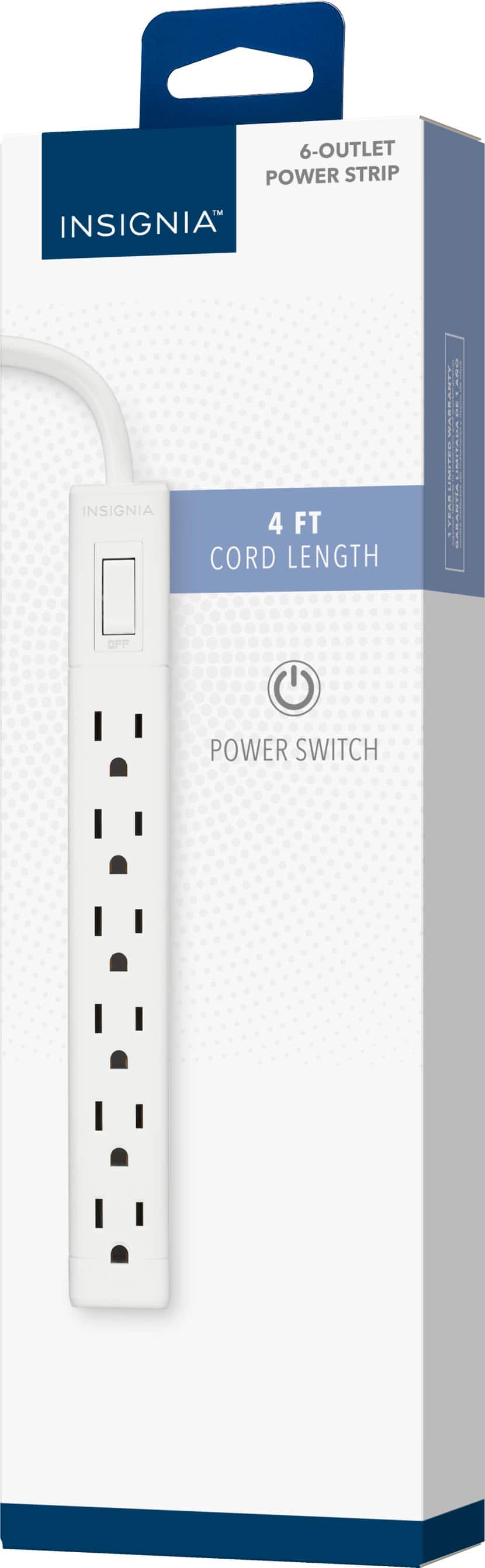 Alt View 11. Insignia™ - 6-Outlet Power Strip - White.