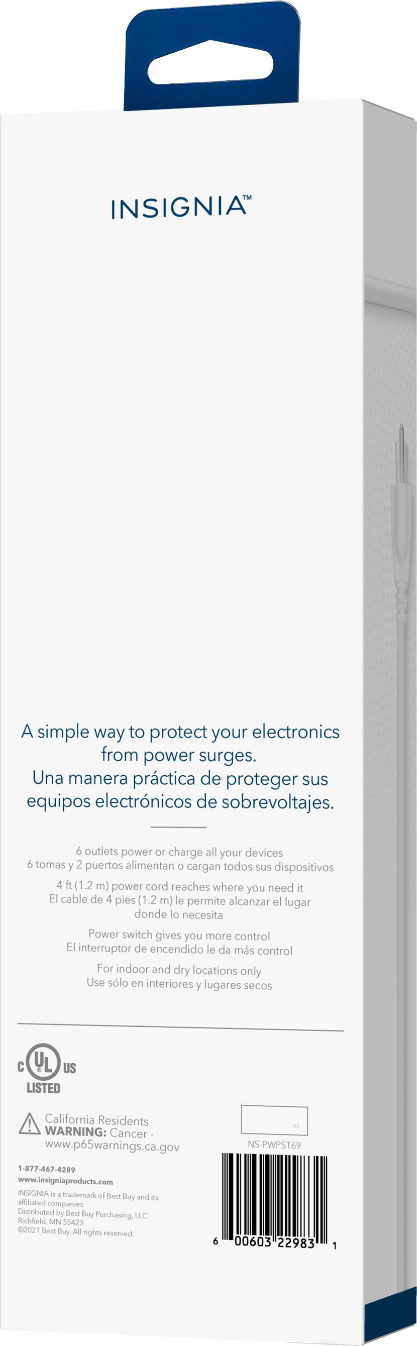 Alt View 12. Insignia™ - 6-Outlet Power Strip - White.