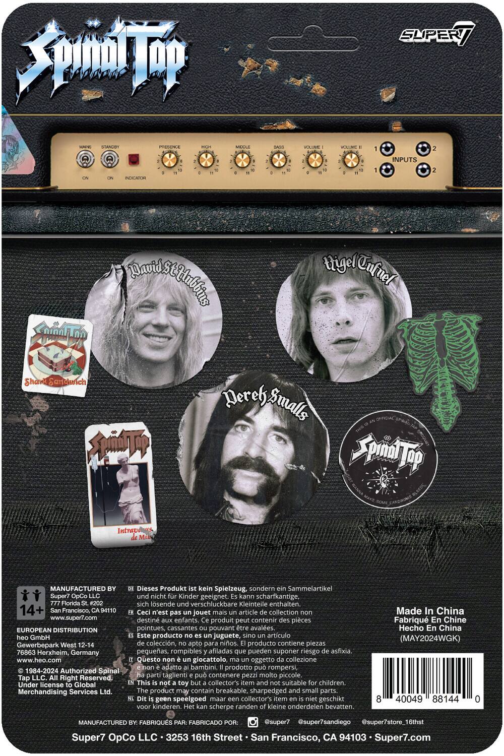 Spinal Tap STAND BY PRESENCE HIGH MIDDLE VOLUME BASS VOLUME II INPUTS INDICATOR

This product is not a toy but a collectible and not suitable for children. It may contain sharp, small, and swallowable parts.

Manufactured by Super7 OpCo LLC, San Francisco, CA 94110. www.super7.com

European Distribution: heo GmbH, Gewerbepark West 12-14, 76863 Herxheim, Germany. www.heo.com

Authorized by Spinal Tap LLC. Right Reserved. Under license Global Merchandising Services Ltd.

Made in China

14+