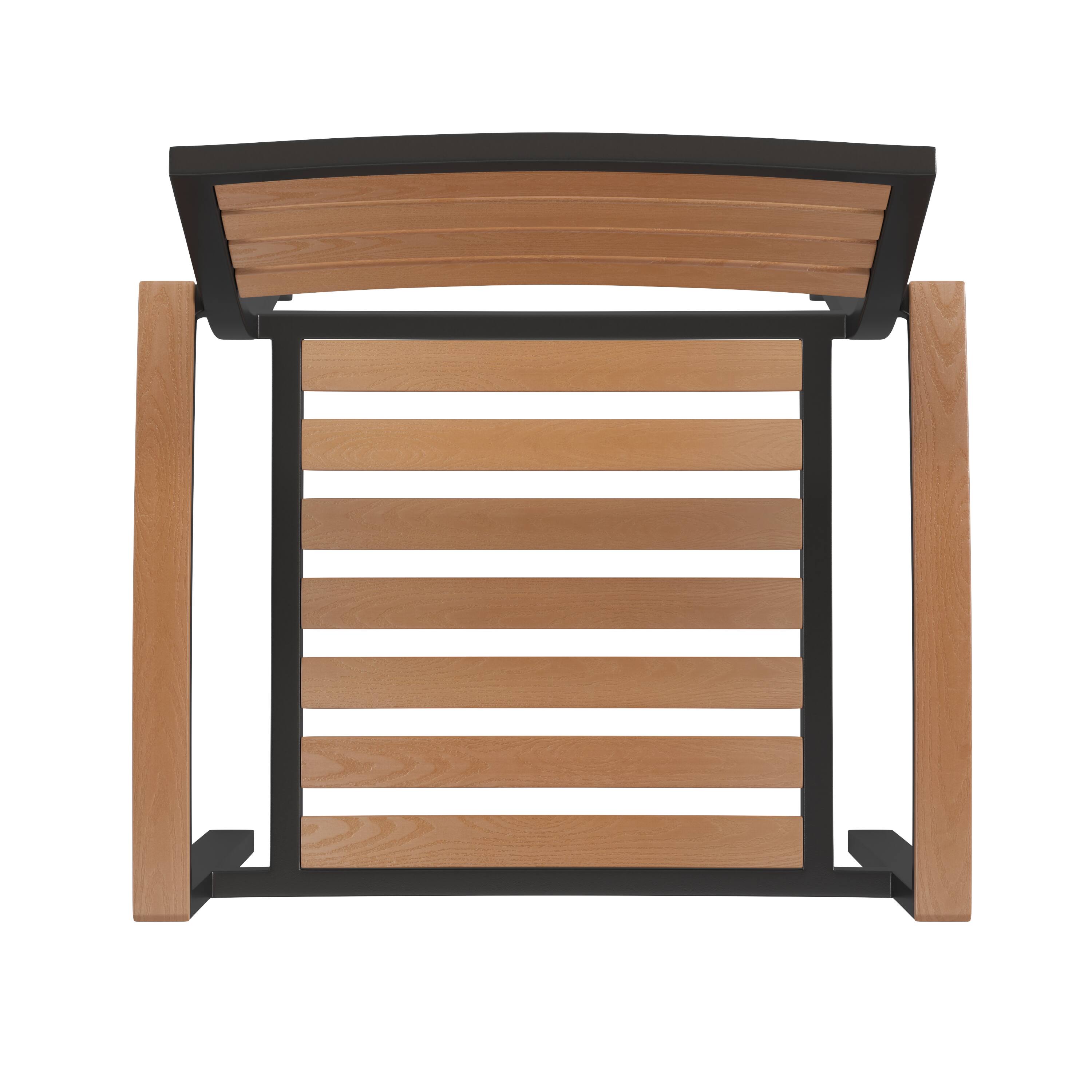 Alt View 9. Emma + Oliver - Set of 4 Stackable All-Weather Aluminum Patio Chairs with Faux Teak Slats - Teak.